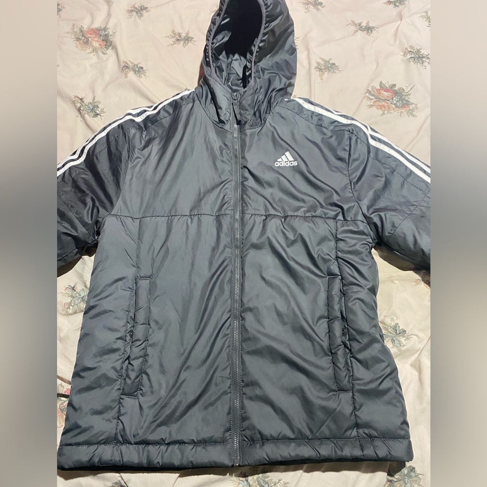 Adidas Essentials Insulated Hooded Jacket Grey  - Men's Size S Used Condition